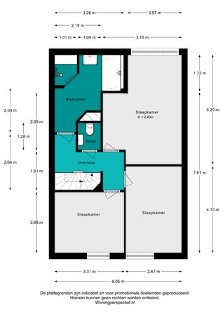 Plattegrond - Geerland 9, 4761 TJ Zevenbergen - 3. Geerland 9 - 1e verdieping - 2D.jpg
